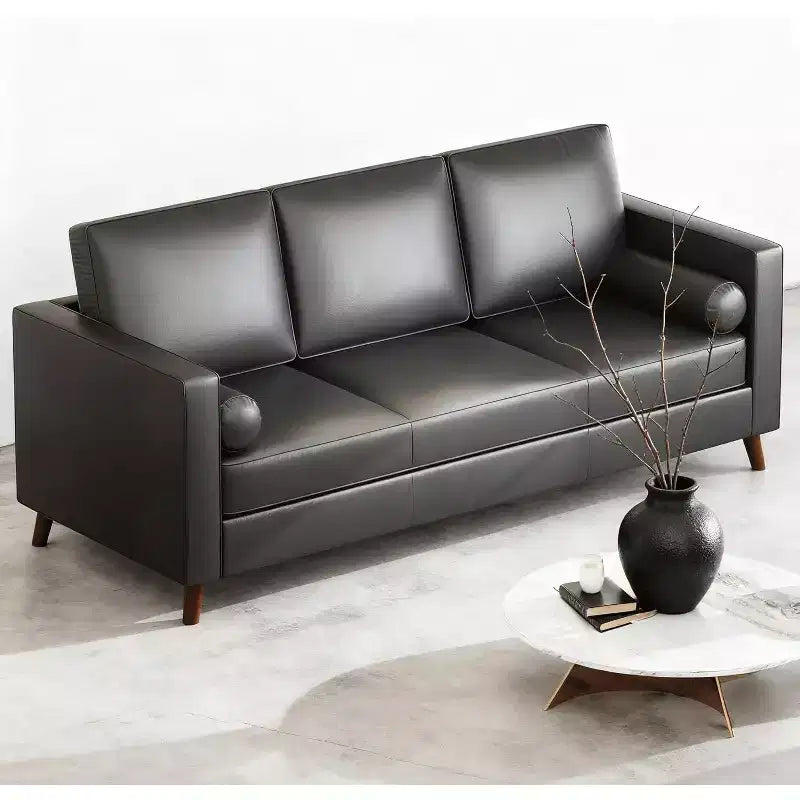 Acekool 86 Inch Mid Century Modern Leather Sofa 3 Seater Deep Seat Couch for Living Room