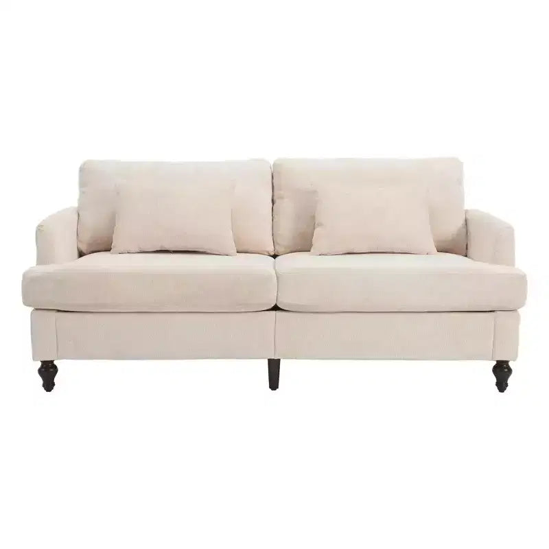 PexFix 69 Mid Century Modern Chenille Fabric Loveseat Sofa 2-Seat Upholstered Loveseat Sofa Couch for Living Room Bedroom Brown Wood Feet Sofa