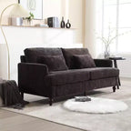 PexFix 69 Mid Century Modern Chenille Fabric Loveseat Sofa 2-Seat Upholstered Loveseat Sofa Couch for Living Room Bedroom Brown Wood Feet Sofa