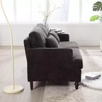 PexFix 69 Mid Century Modern Chenille Fabric Loveseat Sofa 2-Seat Upholstered Loveseat Sofa Couch for Living Room Bedroom Brown Wood Feet Sofa
