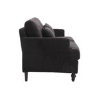 PexFix 69 Mid Century Modern Chenille Fabric Loveseat Sofa 2-Seat Upholstered Loveseat Sofa Couch for Living Room Bedroom Brown Wood Feet Sofa