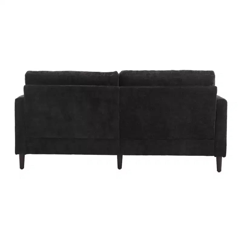 PexFix 69 Mid Century Modern Chenille Fabric Loveseat Sofa 2-Seat Upholstered Loveseat Sofa Couch for Living Room Bedroom Brown Wood Feet Sofa