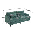 PexFix 69 Mid Century Modern Chenille Fabric Loveseat Sofa 2-Seat Upholstered Loveseat Sofa Couch for Living Room Bedroom Brown Wood Feet Sofa