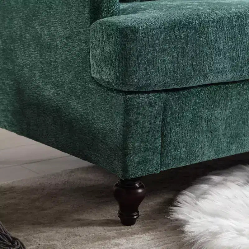 PexFix 69 Mid Century Modern Chenille Fabric Loveseat Sofa 2-Seat Upholstered Loveseat Sofa Couch for Living Room Bedroom Brown Wood Feet Sofa