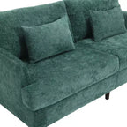 PexFix 69 Mid Century Modern Chenille Fabric Loveseat Sofa 2-Seat Upholstered Loveseat Sofa Couch for Living Room Bedroom Brown Wood Feet Sofa