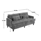 PexFix 69 Mid Century Modern Chenille Fabric Loveseat Sofa 2-Seat Upholstered Loveseat Sofa Couch for Living Room Bedroom Brown Wood Feet Sofa