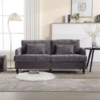 PexFix 69 Mid Century Modern Chenille Fabric Loveseat Sofa 2-Seat Upholstered Loveseat Sofa Couch for Living Room Bedroom Brown Wood Feet Sofa