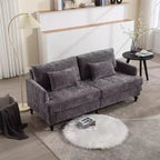 PexFix 69 Mid Century Modern Chenille Fabric Loveseat Sofa 2-Seat Upholstered Loveseat Sofa Couch for Living Room Bedroom Brown Wood Feet Sofa