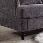 PexFix 69 Mid Century Modern Chenille Fabric Loveseat Sofa 2-Seat Upholstered Loveseat Sofa Couch for Living Room Bedroom Brown Wood Feet Sofa