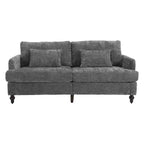 PexFix 69 Mid Century Modern Chenille Fabric Loveseat Sofa 2-Seat Upholstered Loveseat Sofa Couch for Living Room Bedroom Brown Wood Feet Sofa