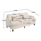 PexFix 69 Mid Century Modern Chenille Fabric Loveseat Sofa 2-Seat Upholstered Loveseat Sofa Couch for Living Room Bedroom Brown Wood Feet Sofa