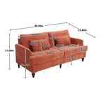 PexFix 69 Mid Century Modern Chenille Fabric Loveseat Sofa 2-Seat Upholstered Loveseat Sofa Couch for Living Room Bedroom Brown Wood Feet Sofa