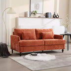 PexFix 69 Mid Century Modern Chenille Fabric Loveseat Sofa 2-Seat Upholstered Loveseat Sofa Couch for Living Room Bedroom Brown Wood Feet Sofa