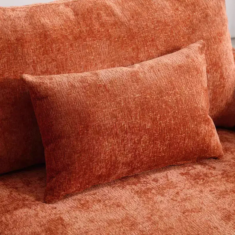 PexFix 69 Mid Century Modern Chenille Fabric Loveseat Sofa 2-Seat Upholstered Loveseat Sofa Couch for Living Room Bedroom Brown Wood Feet Sofa