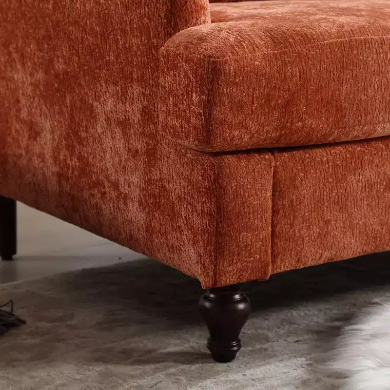 PexFix 69 Mid Century Modern Chenille Fabric Loveseat Sofa 2-Seat Upholstered Loveseat Sofa Couch for Living Room Bedroom Brown Wood Feet Sofa
