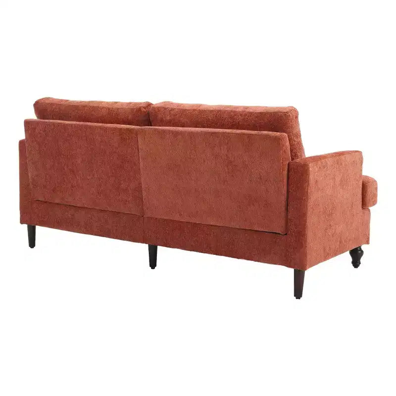 PexFix 69 Mid Century Modern Chenille Fabric Loveseat Sofa 2-Seat Upholstered Loveseat Sofa Couch for Living Room Bedroom Brown Wood Feet Sofa