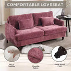 PexFix 69 Mid Century Modern Chenille Fabric Loveseat Sofa 2-Seat Upholstered Loveseat Sofa Couch for Living Room Bedroom Brown Wood Feet Sofa