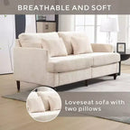 PexFix 69 Mid Century Modern Chenille Fabric Loveseat Sofa 2-Seat Upholstered Loveseat Sofa Couch for Living Room Bedroom Brown Wood Feet Sofa