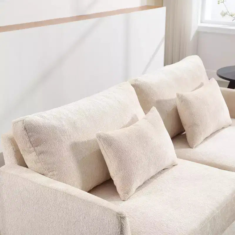 PexFix 69 Mid Century Modern Chenille Fabric Loveseat Sofa 2-Seat Upholstered Loveseat Sofa Couch for Living Room Bedroom Brown Wood Feet Sofa