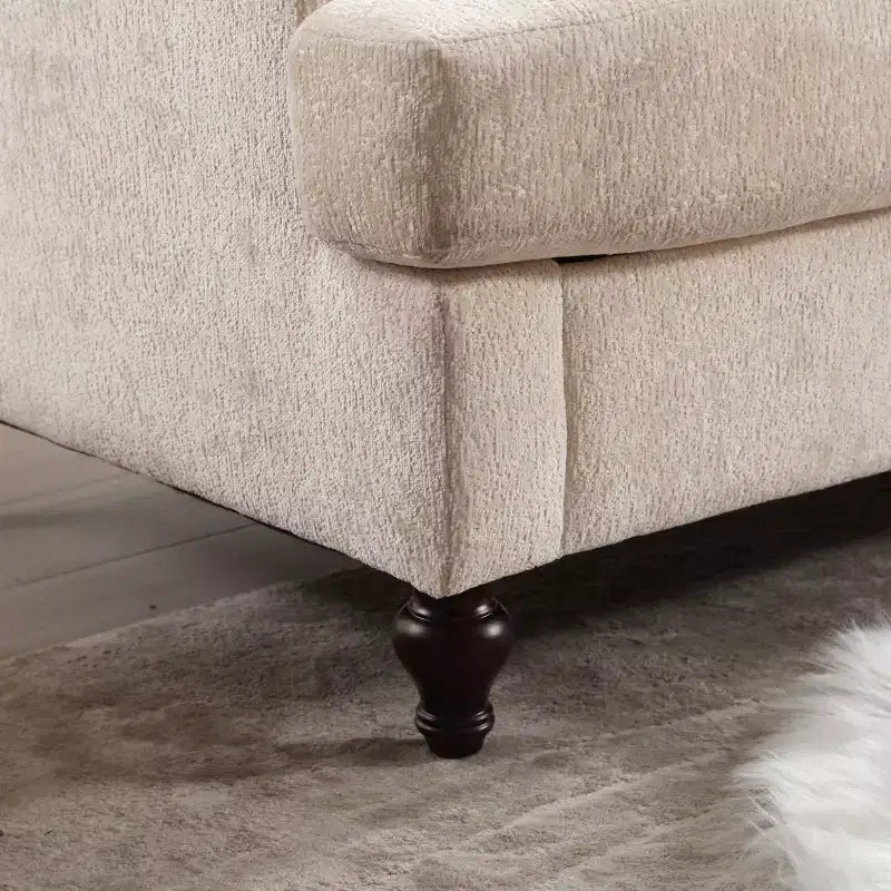 PexFix 69 Mid Century Modern Chenille Fabric Loveseat Sofa 2-Seat Upholstered Loveseat Sofa Couch for Living Room Bedroom Brown Wood Feet Sofa