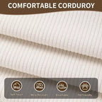 Canapé-lit convertible 4 en 1, Futon de sol en velours côtelé avec 2 oreillers et accoudoirs métalliques, Lit d'appoint en mousse haute densité, Blanc