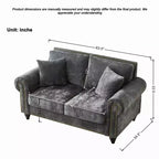 Canapé Chesterfield Classique 63 po avec Accoudoirs Ronds, Canapé 2 Places Profond avec Pieds en Bois pour Petit Salon ou Appartement-Panipeachy