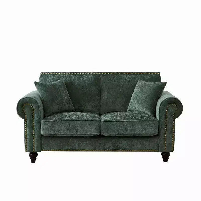 Canapé Chesterfield Classique 63 po avec Accoudoirs Ronds, Canapé 2 Places Profond avec Pieds en Bois pour Petit Salon ou Appartement-Panipeachy