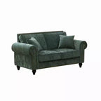 Canapé Chesterfield Classique 63 po avec Accoudoirs Ronds, Canapé 2 Places Profond avec Pieds en Bois pour Petit Salon ou Appartement-Panipeachy