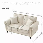 Canapé Chesterfield Classique 63 po avec Accoudoirs Ronds, Canapé 2 Places Profond avec Pieds en Bois pour Petit Salon ou Appartement-Panipeachy