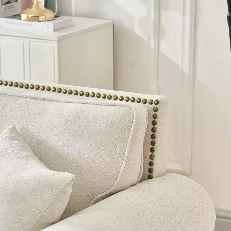 Canapé Chesterfield Classique 63 po avec Accoudoirs Ronds, Canapé 2 Places Profond avec Pieds en Bois pour Petit Salon ou Appartement-Panipeachy