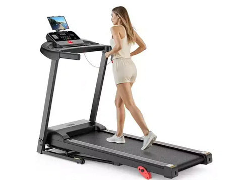 3.0HP Folding Treadmill, 3% Incline, Bluetooth App Sync, Step Counter, Wide Belt, Heart Rate Monitor