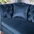 Modern 3-Seater Chesterfield Sofa with Scroll Arms and Chrome Legs, Velvet Accent Sofa for Living Room, Lounge or Apartment - Panipeachy