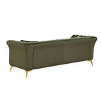 Modern 3-Seater Chesterfield Sofa with Scroll Arms and Chrome Legs, Velvet Accent Sofa for Living Room, Lounge or Apartment - Panipeachy