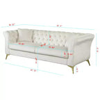 Modern 3-Seater Chesterfield Sofa with Scroll Arms and Chrome Legs, Velvet Accent Sofa for Living Room, Lounge or Apartment - Panipeachy
