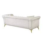 Modern 3-Seater Chesterfield Sofa with Scroll Arms and Chrome Legs, Velvet Accent Sofa for Living Room, Lounge or Apartment - Panipeachy