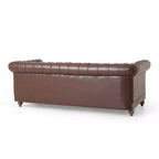 Canapé Chesterfield classique 3 places avec dossier capitonné, garniture cloutée et pieds en bois, canapé d'appoint en cuir PU pour salon ou lounge - Panipeachy