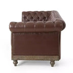 Canapé Chesterfield classique 3 places avec dossier capitonné, garniture cloutée et pieds en bois, canapé d'appoint en cuir PU pour salon ou lounge - Panipeachy