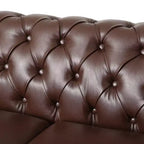 Canapé Chesterfield classique 3 places avec dossier capitonné, garniture cloutée et pieds en bois, canapé d'appoint en cuir PU pour salon ou lounge - Panipeachy