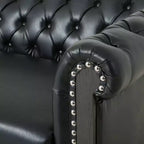 Canapé Chesterfield classique 3 places avec dossier capitonné, garniture cloutée et pieds en bois, canapé d'appoint en cuir PU pour salon ou lounge - Panipeachy