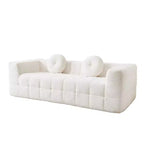 Modern Cloud Sofa with Lychee-Textured Fabric and Round Pillows, 3-Seater Sofa Couch for Living Room, Apartment or Home Lounge - Panipeachy