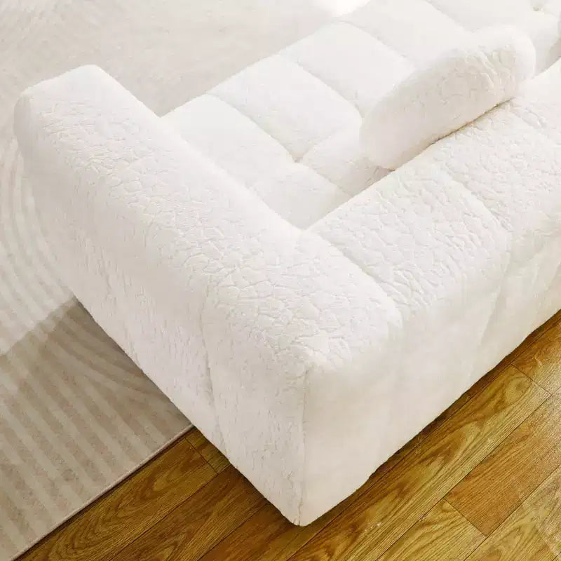 Modern Cloud Sofa with Lychee-Textured Fabric and Round Pillows, 3-Seater Sofa Couch for Living Room, Apartment or Home Lounge - Panipeachy
