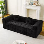 Modern Cloud Sofa with Lychee-Textured Fabric and Round Pillows, 3-Seater Sofa Couch for Living Room, Apartment or Home Lounge - Panipeachy