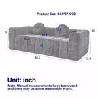 Modern Cloud Sofa with Lychee-Textured Fabric and Round Pillows, 3-Seater Sofa Couch for Living Room, Apartment or Home Lounge - Panipeachy