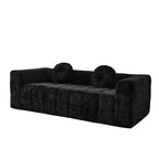 Modern Cloud Sofa with Lychee-Textured Fabric and Round Pillows, 3-Seater Sofa Couch for Living Room, Apartment or Home Lounge - Panipeachy