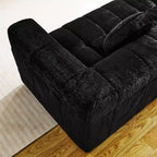 Modern Cloud Sofa with Lychee-Textured Fabric and Round Pillows, 3-Seater Sofa Couch for Living Room, Apartment or Home Lounge - Panipeachy