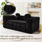 Modern Cloud Sofa with Lychee-Textured Fabric and Round Pillows, 3-Seater Sofa Couch for Living Room, Apartment or Home Lounge - Panipeachy