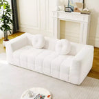 Modern Cloud Sofa with Lychee-Textured Fabric and Round Pillows, 3-Seater Sofa Couch for Living Room, Apartment or Home Lounge - Panipeachy