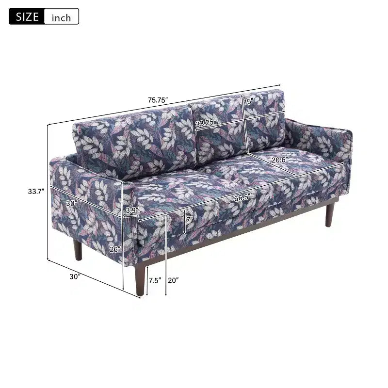 75 Modern Sofa with Solid Wood Legs, Loveseat Sofa Couch for Small Living Room, Bedroom, or Apartment-Panipeachy