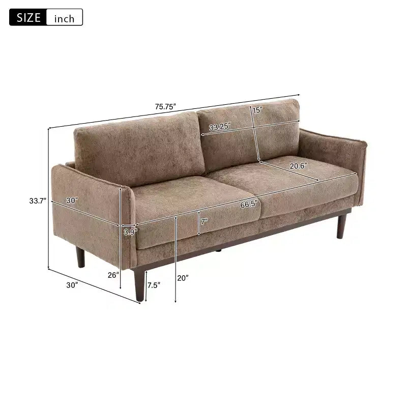 75 Modern Sofa with Solid Wood Legs, Loveseat Sofa Couch for Small Living Room, Bedroom, or Apartment-Panipeachy