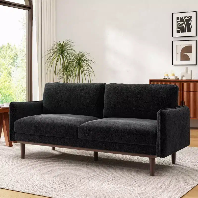 75 Modern Sofa with Solid Wood Legs, Loveseat Sofa Couch for Small Living Room, Bedroom, or Apartment-Panipeachy